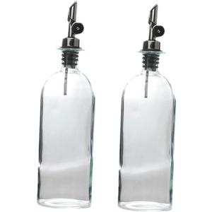 BESTOYARD 2Pcs Glass Oil Dispenser for Kitchen Transparent Oil Bottle with Special Spout for Vinegar Sauces and Liquid Condiments Capacity Each