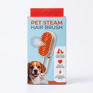 2 x Steam Pet Brush, USB Rechargeable Grooming Comb for Cats and Dogs, Silicone Massage Brush, White