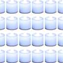 LANKER 24 Pack Flameless Led Tea Lights Candles, Steady Cool White Battery Operated Electronic Fake Candles, Decorations for Christmas, Halloween and Festival Celebration (White)