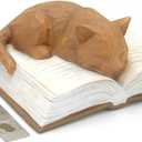 Cat Lover Gifts for Women Girl - Cat Book Figurines Book Lovers Gift with Bookmark Cats Decor for Women Cats Mom Sculpted Hand-Painted Resin Statue