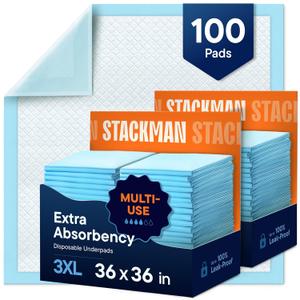 Chucks Pads Disposable Adult Underpads [100-Pack] 36"x36" XXXL Super-Absorbent Incontinence Bed Pads – Large Leak-Proof Mattress Protector Pee Pads for Adults, Seniors, Kids & Pets