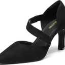 DREAM PAIRS Women's High Heels Pumps Dress Closed Pointed Toe Comfortable D'Orsay Pumps Shoes for Work Office Wedding Dancing Charmane (9.5) Black