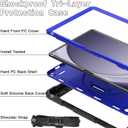 LTROP Case for Samsung Galaxy Tab A9+ Plus 11" 2023 (SM-X210/X216/X218), Heavy Duty Shockproof Protective Case with Rotating Stand, Hand/Shoulder Strap, Black/Dark Blue