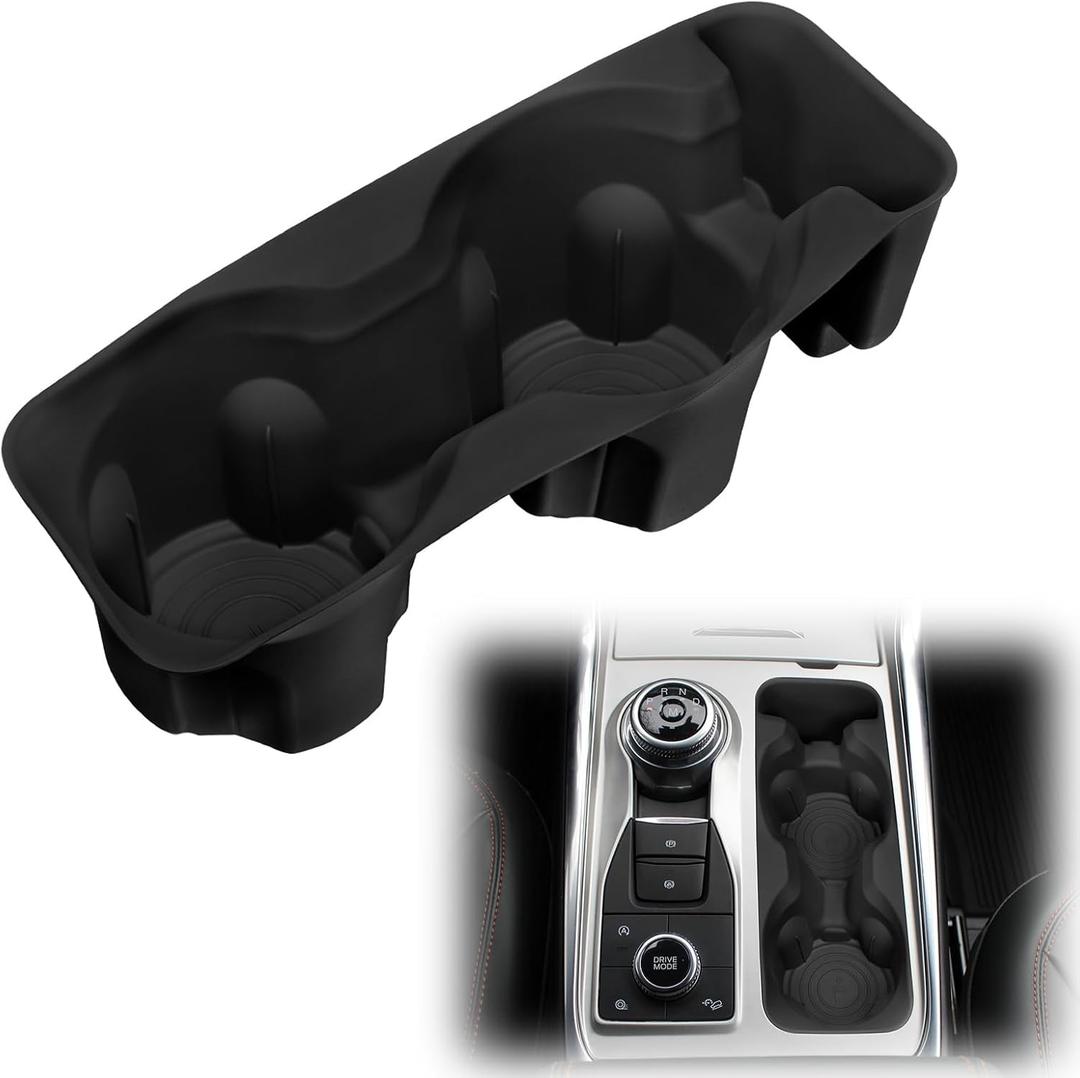 1797 Center Console Cup Holder Insert fit for Ford Explorer 2020 2021 2022 2023 2024 Accessories Water Bottle Drink Silicone Black
