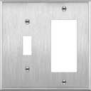  ENERLITES Combination Toggle Light Switch or Decorator Switch Metal Wall Plate, Corrosive Resistant, Size 2-Gang 4.50" x 4.57", 771131, 430 Stainless Steel, UL Listed, Silver