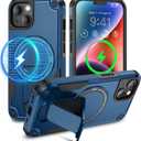 Caka for iPhone 13 Case, iPhone 14 Case [Compatible with MagSafe][Built in Invisible Stand] Military Grade Shockproof Protective Magnetic Phone Case for iPhone 14 & iPhone 13-6.1 inch (Navy Blue)