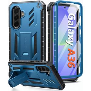 FNTCASE for Samsung Galaxy A36-5G Case: for Galaxy A56-5G Case Military Grade Drop Proof Protection Mobile Cover with Kickstand | Textured Rugged Shockproof TPU | Protective Sturdy Phone Case - Blue