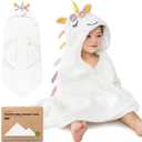 KeaBabies Organic Baby Towel with Hood for Girls, Boys - Soft, Absorbent, 100% Cotton Hooded Baby Towels for Newborns, Infants, Large Hooded Bath Towels for Babies, Kids, Toddler 1-3 (Uria, 43"L x 40"W)