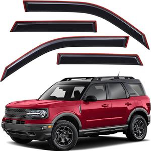 Lightronic Extra Durable Clip-on in-Channel Auto Vent Window Visor, Fits 2021-2025 Ford Bronco Sport, UV Protection Rain Guard, Original Wind Deflector, No-Drill Easy Install, Dark Smoke, 4-Pcs