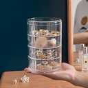 Clear Jewelry Box, Ring Earrings Necklace Bracelet Bangle Watch Jewelry Storage Box for Women, 4-Layer Rotating Travel Jewelry Tray Case with Lid,4.5 * 4.5 * 7 inch