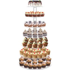 YestBuy Cupcake Stand, Acrylic Cupcake Tower Tree, 7 Tier Large Cupcake Holder for Pastry, Clear Cupcake Dispaly Stand for Party, Wedding, Baby Shower