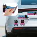4pcs Black Cat New Driver Car Magnets, Cute Cartoon Shivering Cat Caution Student Driver Safety Signs Reusable Magnetic Bumper Stickers Funny Car Decals for Beginners Novice Drivers Pink Gifts