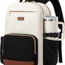 LOVEVOOK Laptop Backpack for Women with Pouch Pocket for Large Capacity Cup,15.6 Inch Laptop Computer Bag Travel Backpack Purse,Waterproof Work Business Backpack College Teacher Bags,Beige-Black-Brown
