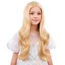 Kids Blonde Wig Curly Toddler Blond Wigs Middle Part Golden Blonde Wig for Girls Daily Party Cosplay Wigs