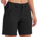 Willit Women's Golf Hiking Shorts 7" Quick Dry Athletic Shorts Casual Summer Shorts with Pockets Water Resistant (12, Black)