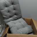 Outdoor Patio Cushion, Rocking Chair Cushion, Tufted Pads, Set of Upper and Lower with Ties Pack of 2 (2 Sets) - Back 20"17", Seat 17"17" (Grey)