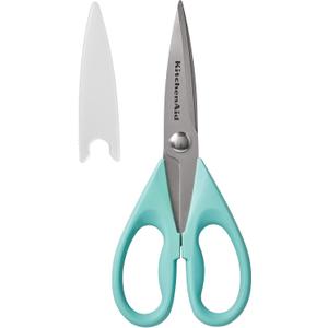KitchenAid All Purpose Kitchen Shears with Protective Sheath Durable Stainless Steel Scissors, Dishwasher Safe, Soft Grip Comfort Handle, 8.72 Inch, Aqua Sky (1 Pack)
