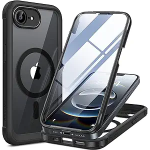 Miracase for iPhone 17e Case & iPhone 16e Case, Full-Body Phone with Built-in Glass Screen Protector, [Magnetic with MagSafe] Military Drop Proof 17 E/ 16 E Cover Bumper 6.1 inch, Black
