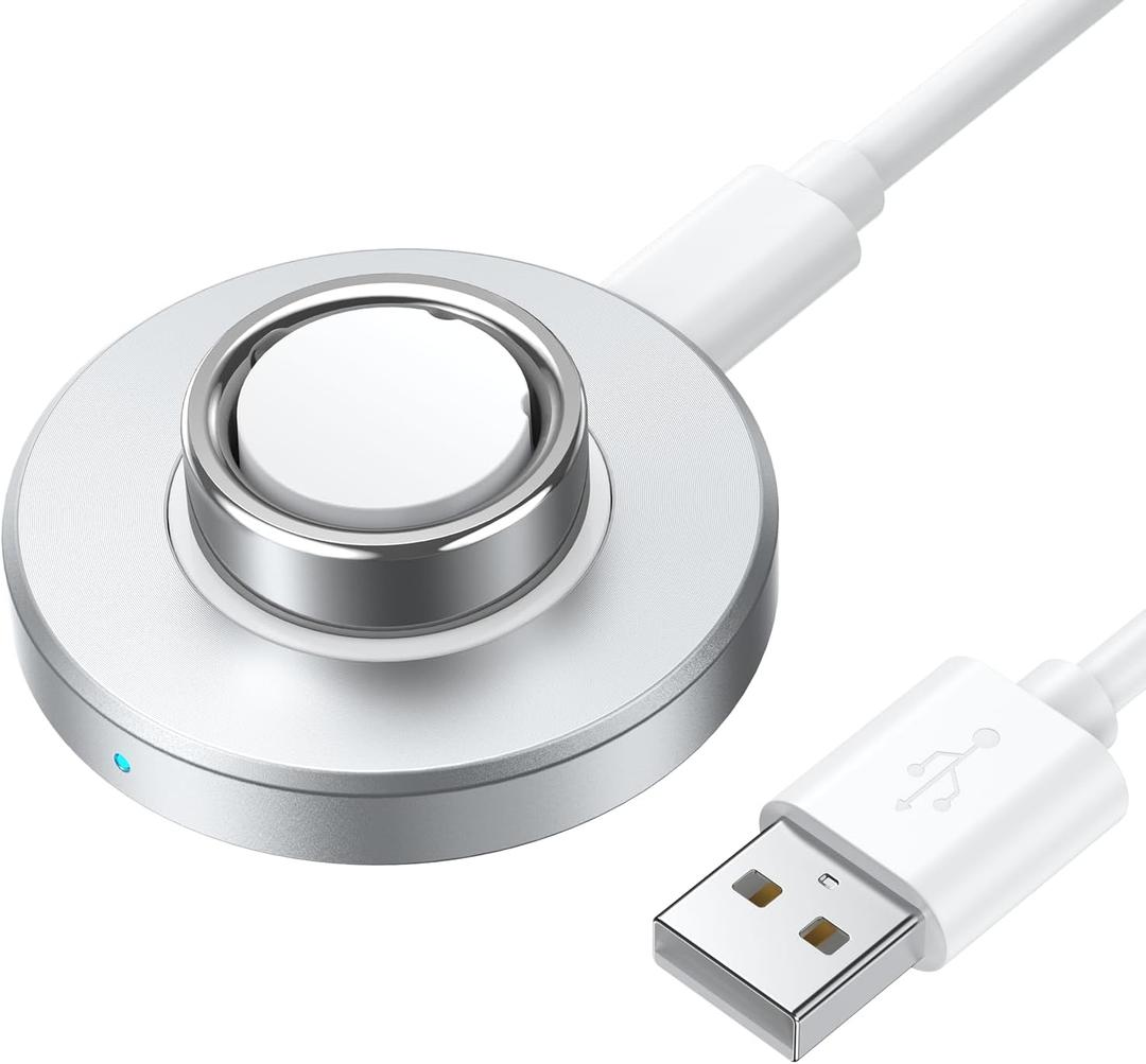 Compatible with Ora Ring Gen 4 Charger (Size 8), Fast and Safe Charging Dock with USBC Cable, Silicone AntiSlip Base Design, Essential for Ora Ring 4 Users (Silver)