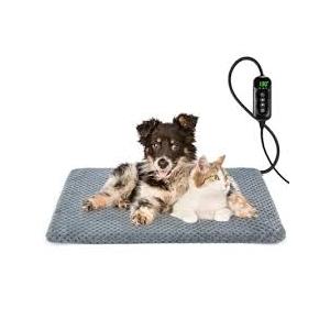 INVENHO Heated Dog Bed, Waterproof Adjustable Temperature Dog Cat Heating Pad with Timer, Indoor Pet Heating Pad for Cats Dogs Electric Pads for Dogs Cats, Pet Heated Pad (M: 28" x 20")
