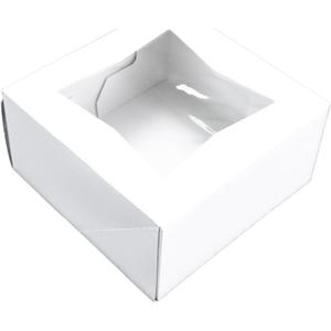 SCT White Window Bakery Boxes with Attached Flip Top, 4-Corner Beers Design, 6 x 6 x 3, White, Paper, 200/Carton