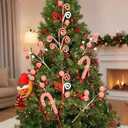 5pcs Candyland Christmas Tree Picks Candy Cane Tree Topper, Red and White Christmas Tree Decorations with Glitter, Curly Lollipop Candy Picks for Xmas Holiday Wreath Vase Party Decor