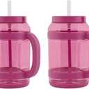 Reduce WaterDay, Spill-Proof Silicone Straws, 80oz Capacity, 2-pack (Pink)