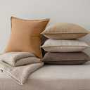MIULEE Neutral Brown Linen Pillow Covers Pack of 4 Decorative Natural Fall Throw Pillow Covers Soft Accent Boho Farmhouse Couch Pillowcases Modern Spring Decor for Living Room Bed Sofa 20x20 Inch
