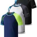 Liberty Pro 3 Pack Boys' UPF 50+ Rash Guard Short Sleeve Swim Shirts, Quick Dry UV Protection Swimwear for Kids, Set 3, Youth Medium (Black, M)