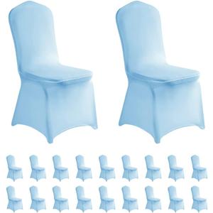 LZY 20pcs Spandex Chair Cover Stretch Slipcovers for Wedding Party, Dining Banquet Chair Decoration Covers (Blue Mist, 20)