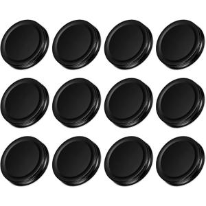 uxcell Mason Jar Lids, 70mm/2.76" Regular Mouth Tin Plate Caps Leak Proof for Canning Jars Kitchen Storage, (Black 12Pcs)