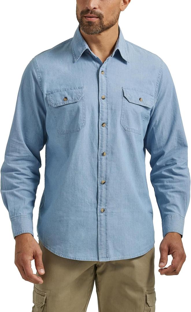 Wrangler Authentics Men's Long Sleeve Classic Woven Shirt (L)