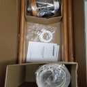 LEPOWER Wood Tripod Floor Lamp, Mid Century Standing Lamp for Living Room, Flaxen Lamp Shade, Modern Design Standing Lamp with E26 Base, Tall Floor Light for Bedroom, Study Room and Office Brown