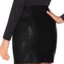 MANGOPOP Women's Basic High Waist Faux Leather Bodycon Mini Pencil Skirt (Black, XS)