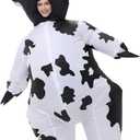 Inflatable Cow Costume Adult Animal Costume Halloween Inflatable Costume Christmas Cow Blow Up Suit for Women Cosplay (Black)