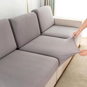 Stretch Couch Cover for Sectional Sofa - Multiple Patterns & Colors,Sofa Cover Design for L-Shaped Couches (1 Pcs) (Light Grey Ymg)