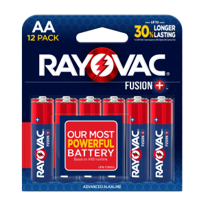 Rayovac Fusion AA Batteries, Premium Alkaline Triple A Batteries (12 Battery Count) Red, Silver