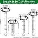 6.89FT Mushroom Top Obelisk Trellis for Outdoor Climbing Plants, Rustproof PE-Coated Metal Poles Support, Decorative Garden Trellis for Climbing Rose, Wisteria, Black, Umbrella-Shaped/11.02''W