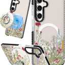 Cute Case for Samsung Galaxy A16 for Women Girls - Funny Wild Floral Design Compatible with Magsafe Magnetic Ring Holder Kickstand Fashion TPU Phone Covers