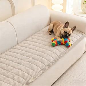 MEETSKY Couch Cover for Dog Washable, Non-Slip Sofa Protector for Loveseat Pet Friendly Sofa Covers for 2 Cushion Couch Dog Mats for Couches Soft Furniture Covers, 27.6" x 59", Oatmeal
