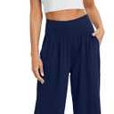 Gracyoga Wide Leg Yoga Pants for Women Casual Loose Cozy Sweatpants High Waisted Lounge Pajama Flowy Pants With Pockets (XL)