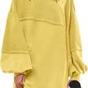 Panadila Womens Oversized Long Sleeve Patchwork Sweatshirt Dress Crewneck Tunic Sweatshirts Fall Loose Pullover Top (Yellow, S)