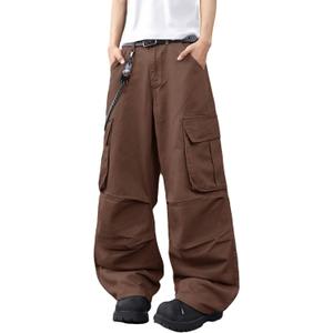 DFGIGT Mens Denim Baggy Pants with Cargo Pockets Mid Weight Casual Streetwear Wide Leg Jeans Hip Hop Skater Trousers,XL