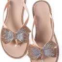 Mtzyoa Women Flip-Flops Flat Sandals Jelly Bow Beach Flat Rivets Rain Cute Dressy Summer Sandals 9