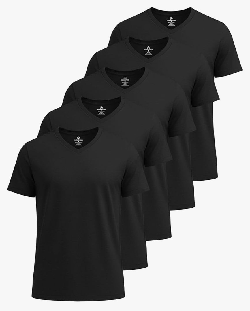 Real Essentials 5 Pack: Men’s V-Neck Dry-Fit Moisture Wicking Active Athletic Tech Performance T-Shirt Set 11, 3XL, Pack of 5