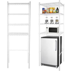 4-Tier Adjustable Mini Fridge Organizer Rack, Heavy-Duty Metal Storage Shelf for Over Mini Fridge, Microwave Stand for Dorm, Kitchen, Office