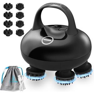 COMFIER Cordless Head Massager Scalp Massager Hair Growth with 3 kneading Modes,Waterproof Hair Massage with 8 Claws for Deep Cleansing,Body Cat Head Scratcher,Gift for Women,Men (Black)