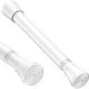 White Small Tension Curtain Rod 16-26 Inch,7/8" inch Adjustable Short Curtain Rod No Drilling,Spring Curtain Rod for Windows Kitchen Closet Doorway