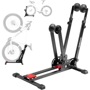 ROCKBROS Bike Stand 2-in-1 Vertical & Horizontal Bike Stand Floor Foldable Adjustable Bike Parking Rack for 24" -27.5" Mountain Road Bike Indoor Storage Garage