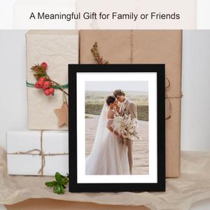 Hongkee 9x12 Picture Frame Set of 4, Made of Real Glass and Rustic Black Frame - Display Picture 6x8 with Mat or 9 x 12 Without Mat, 9 by 12 Photo for Wall or Tabletop - 2pc